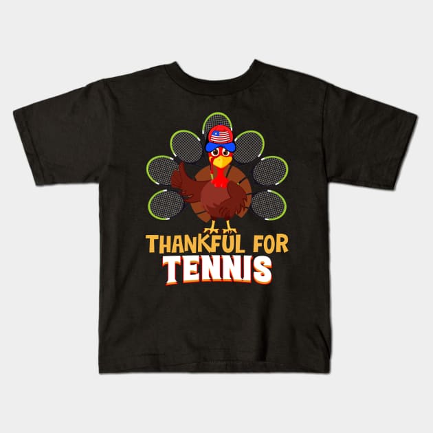 Tennis Turkey Sport Lovers Thanksgiving Kids T-Shirt by Terryeare